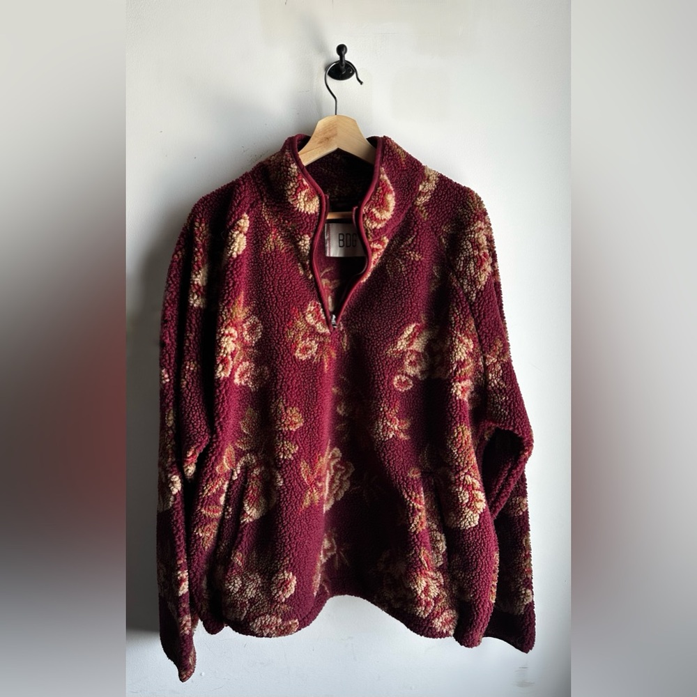 BDG Printed Fleece Quarter Zip Sweatshirt